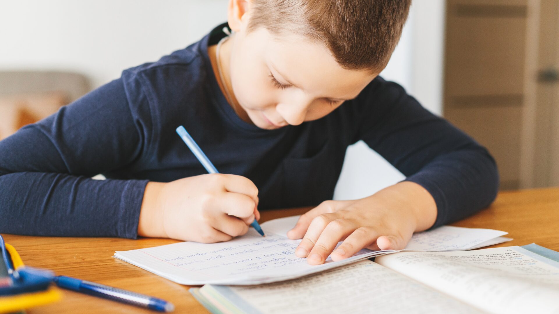 Homeschool Student working on Math and Science Homework