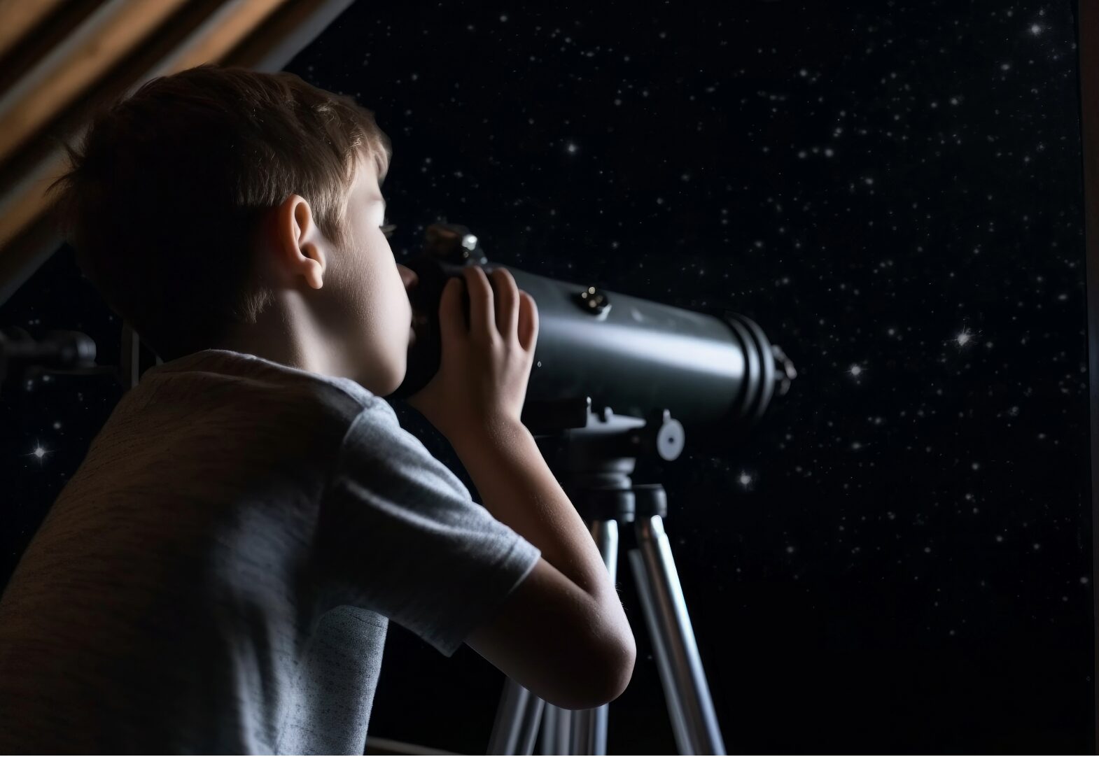 Homeschool science with student and parent and telescope